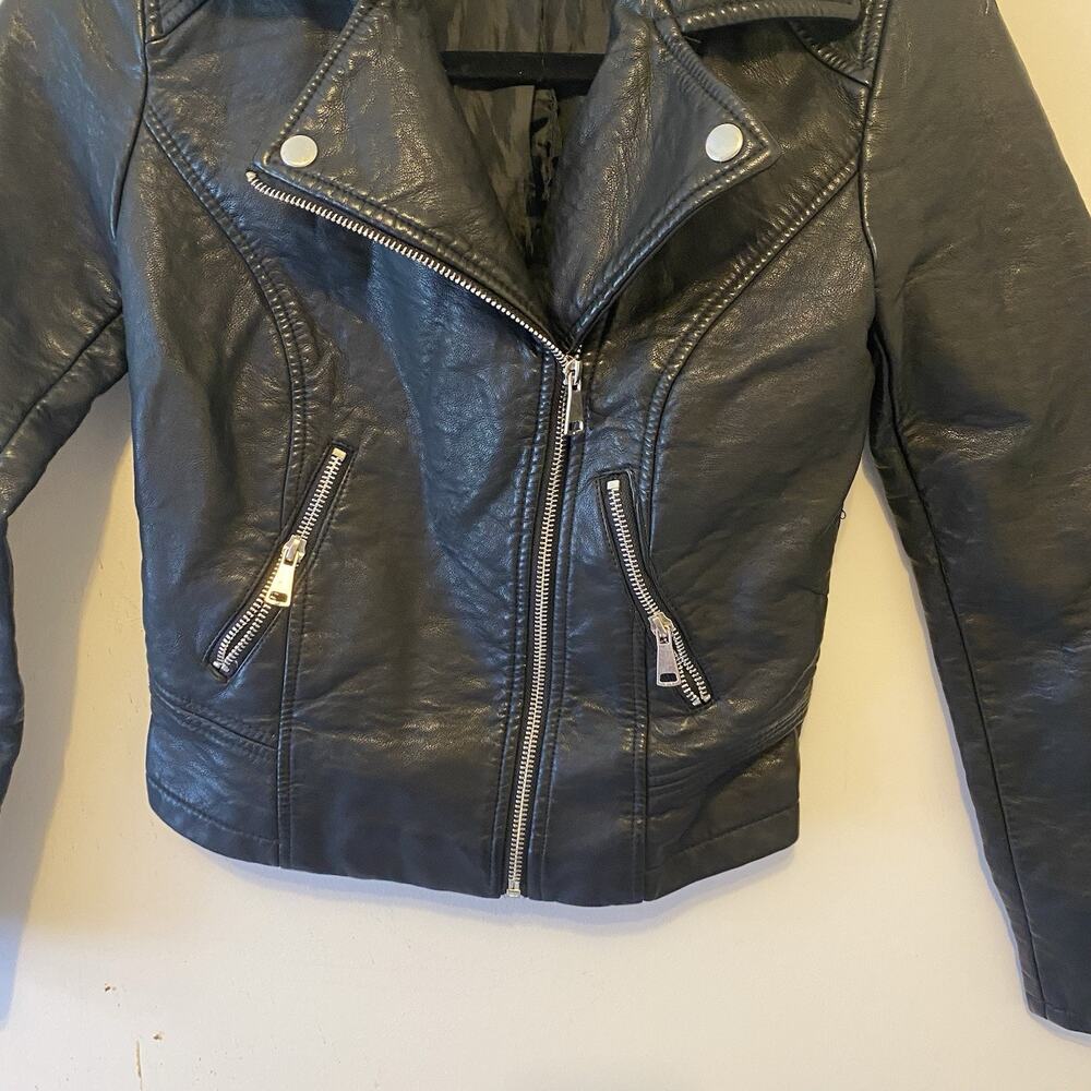 Charlotte Russe XS Black Faux Leather Biker Jacket Jacket Zip Up Punks Grudge - Picture 3 of 11